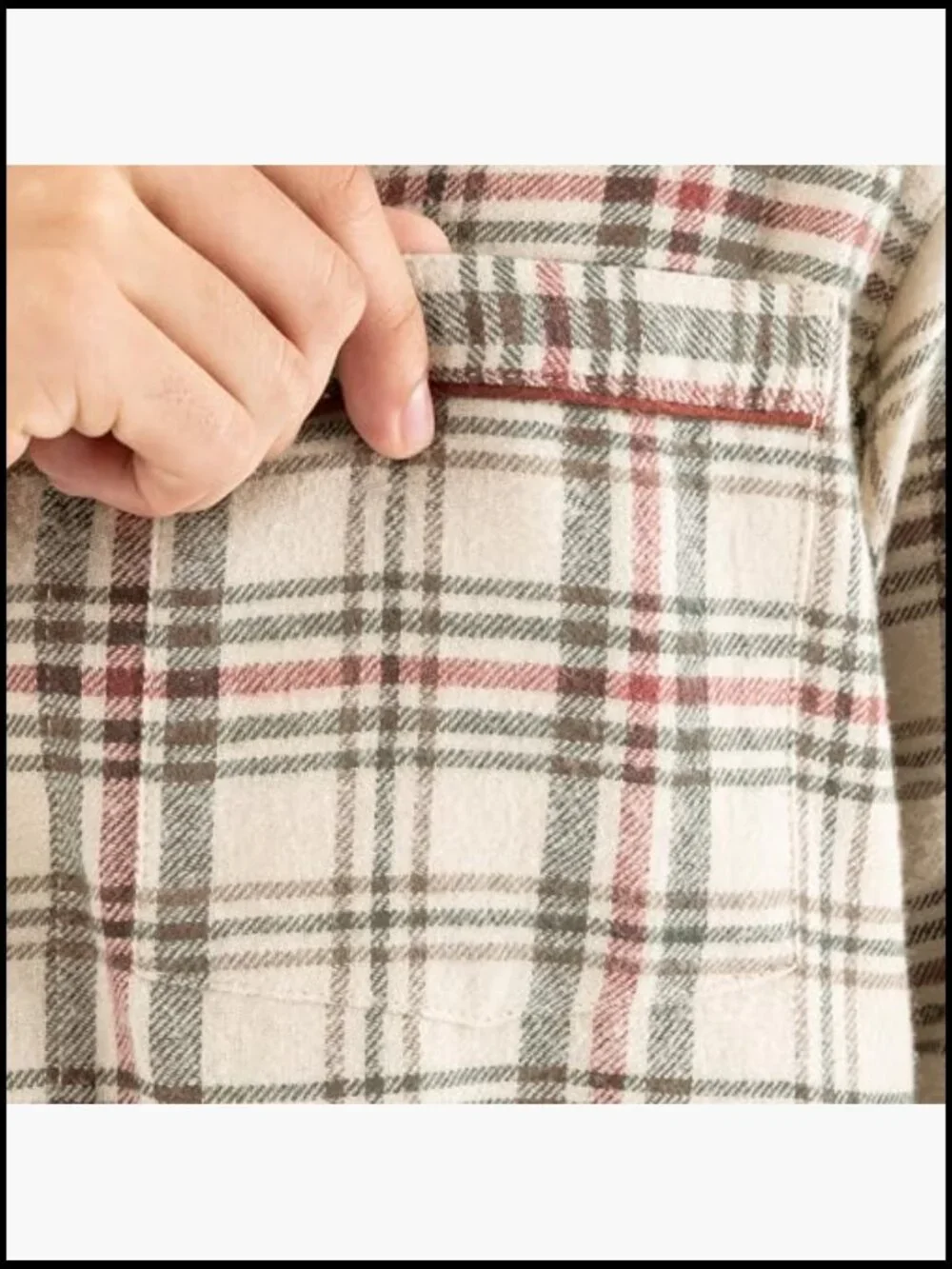 Flannel Pajama Sleep Set with Button Shirt and Drawstring Pants